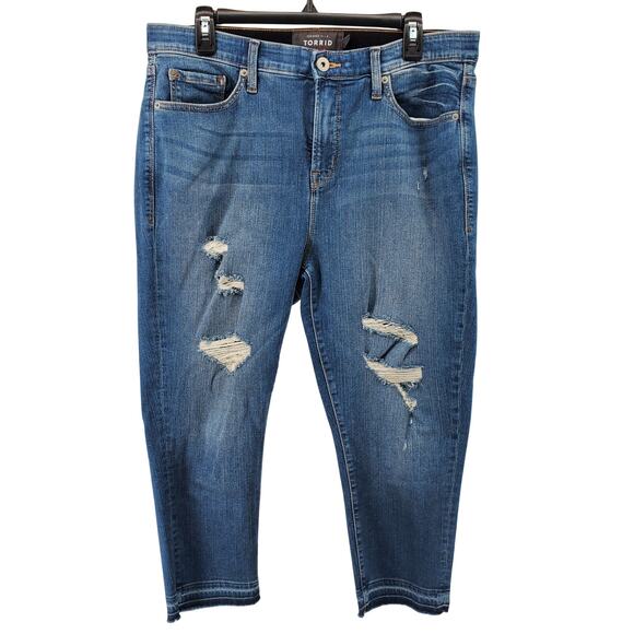 Torrid Size 16 Sky High Skinny Crop Jeans Premium Stretch Medium Wash With Hem - Picture 1 of 5